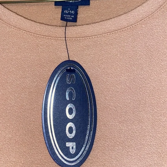 🆕 Scoop Puff Sleeve Crew Neck Sweatshirt Dress Beige Large (Size 12-14) - Picture 8 of 9